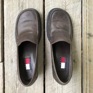 tommy hilfiger dark brown chunky heels